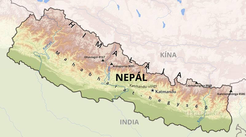 Nepál térkép